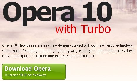 Screenshot mit Werbetext von Opera